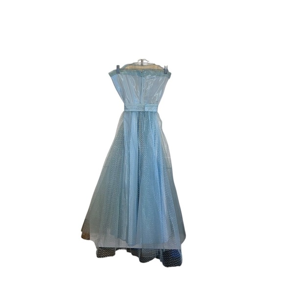 Vintage 50s Fit Flare Ice Blue tea length gown dress princess cinderella costume - Picture 2 of 12